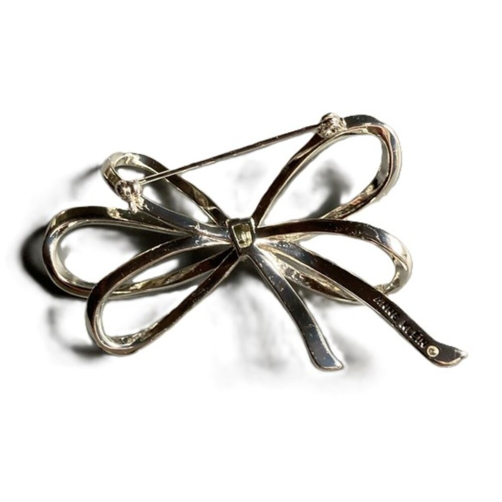 Designer Rhinestone Bow Ribbon Pin/Brooch | Anne Klein - Picture 5 of 10